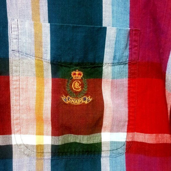 Vintage Chaps Ralph Lauren Men's Shirt XL Plaid ButtonDown CRL Crown Crest Logo - Picture 6 of 11